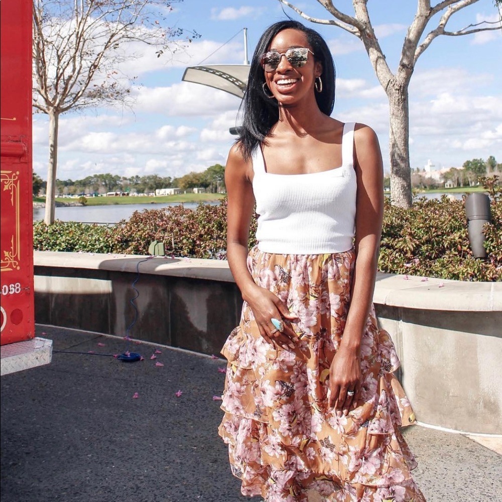H&M Ruffle Skirt Floral Print Size 2